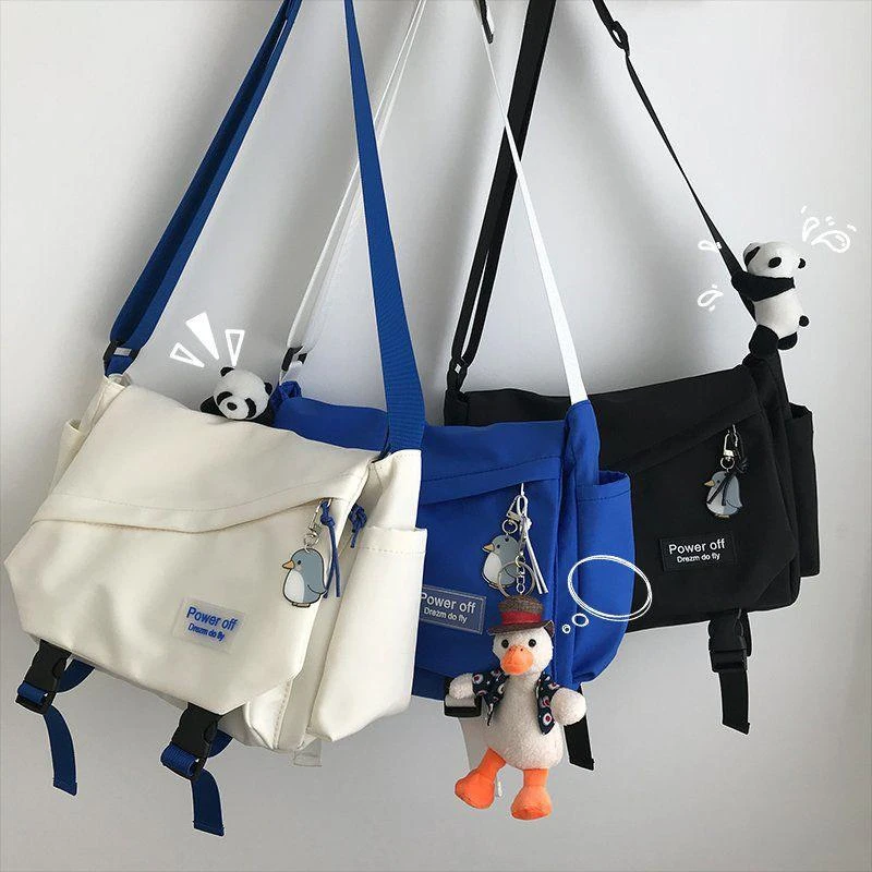 风克莱因蓝大容量斜挎包女大学生上课包韩版百搭单肩书包高中单肩