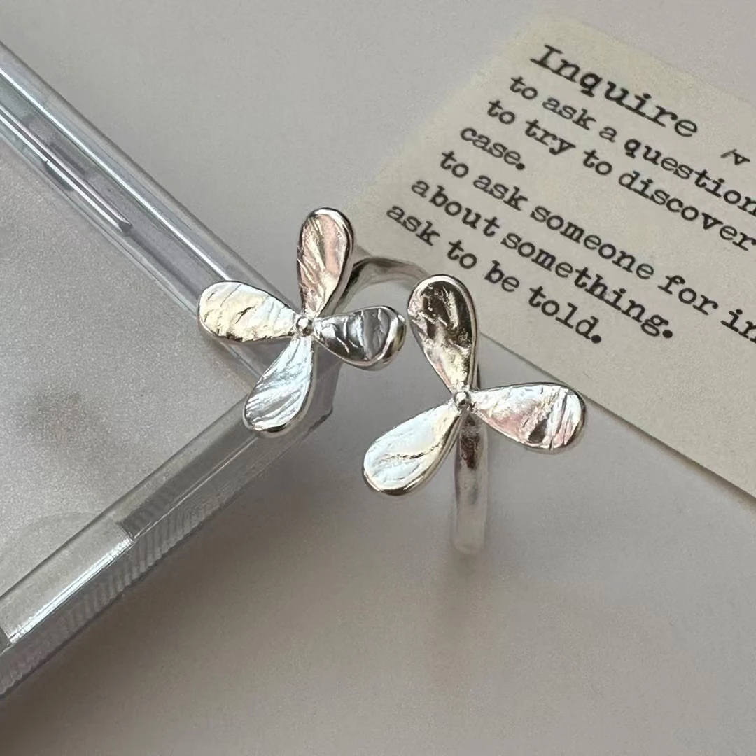 925银戒指 日韩高级复古冷淡风锤纹哑光银戒指20～23码