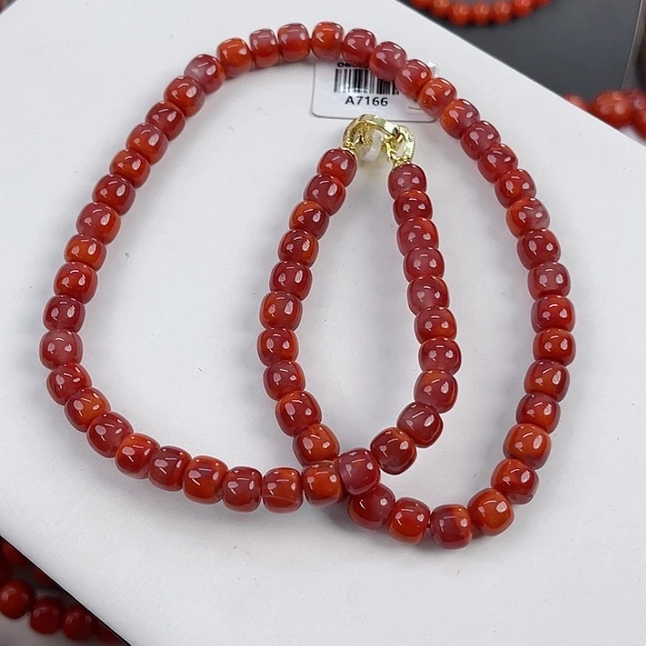 合金瓦西牛血红老型女神链7mm南红玛瑙