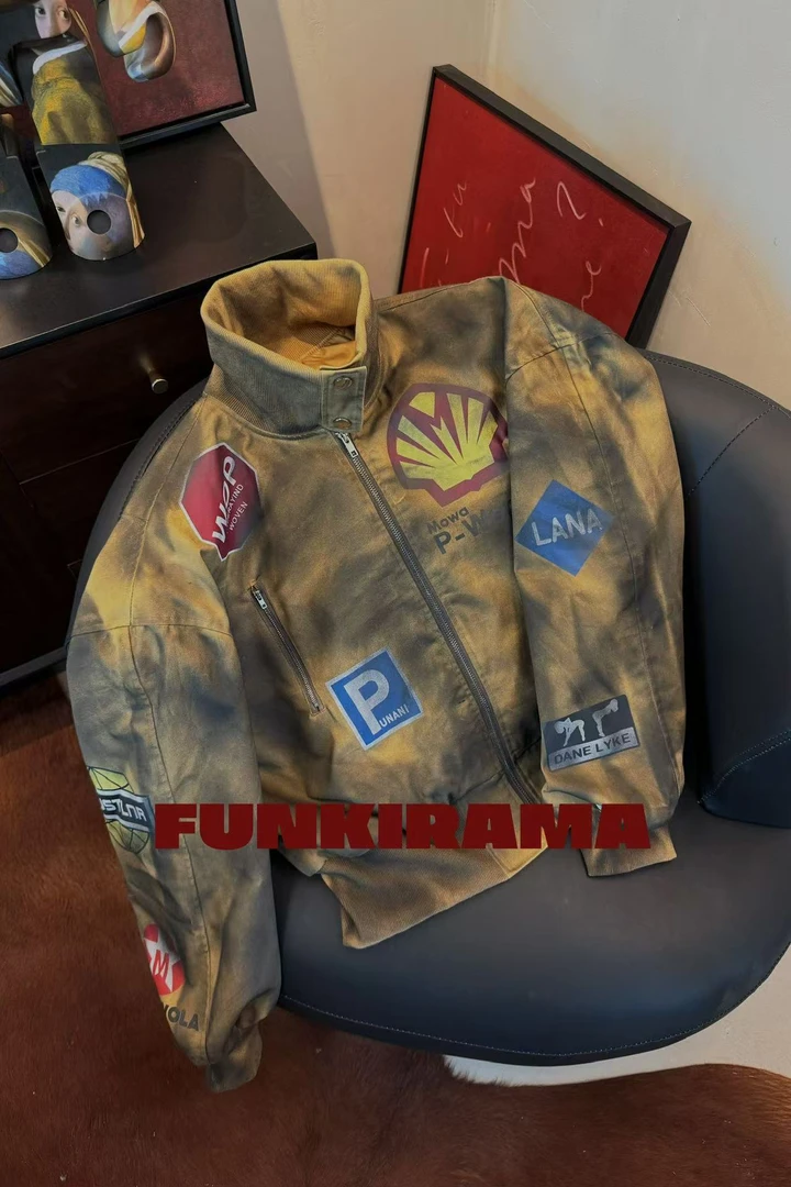 FR【飞行员】美式复古街头迷彩印花百搭情侣夹克外套上衣