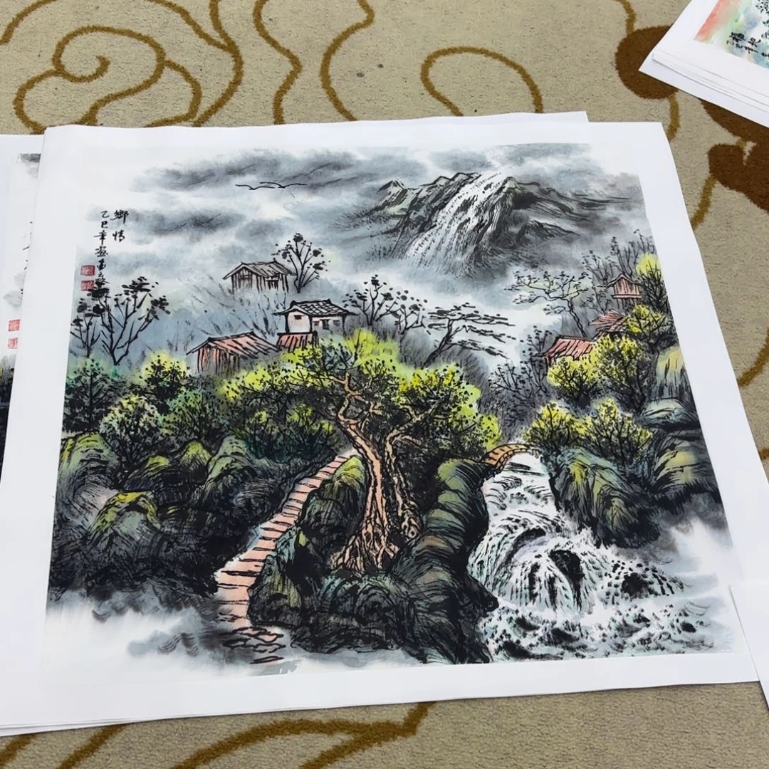 国画金云政斗方作品童