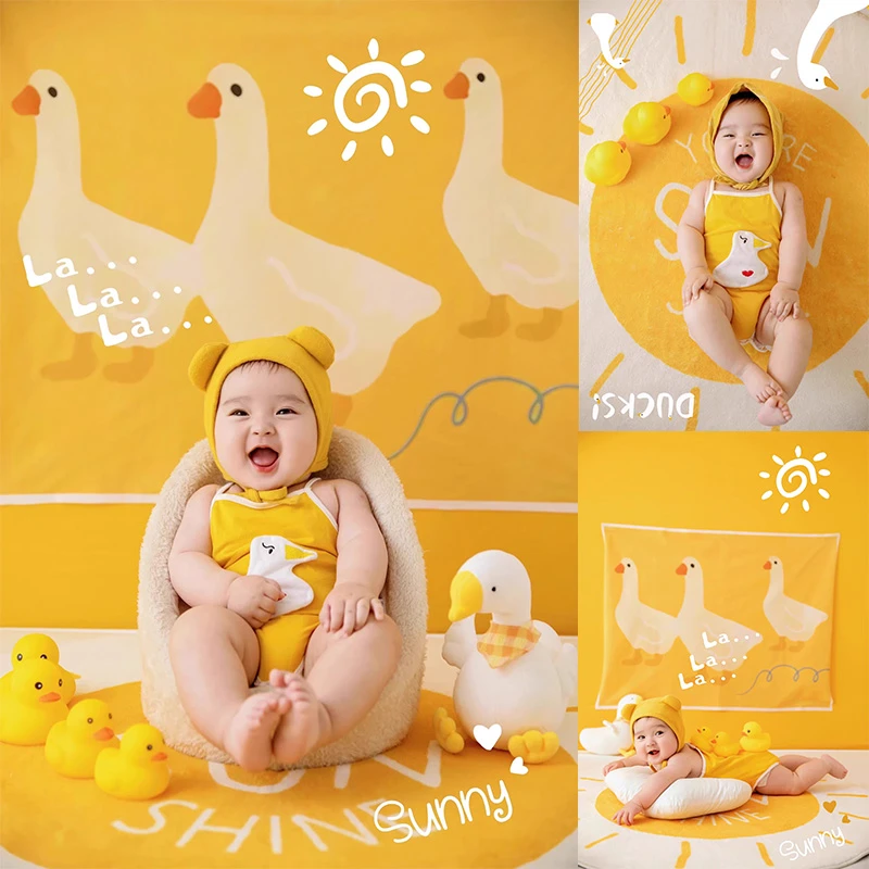 儿童摄影服装小黄鸭宝宝百天照周岁照拍照服装影楼拍摄主题道具