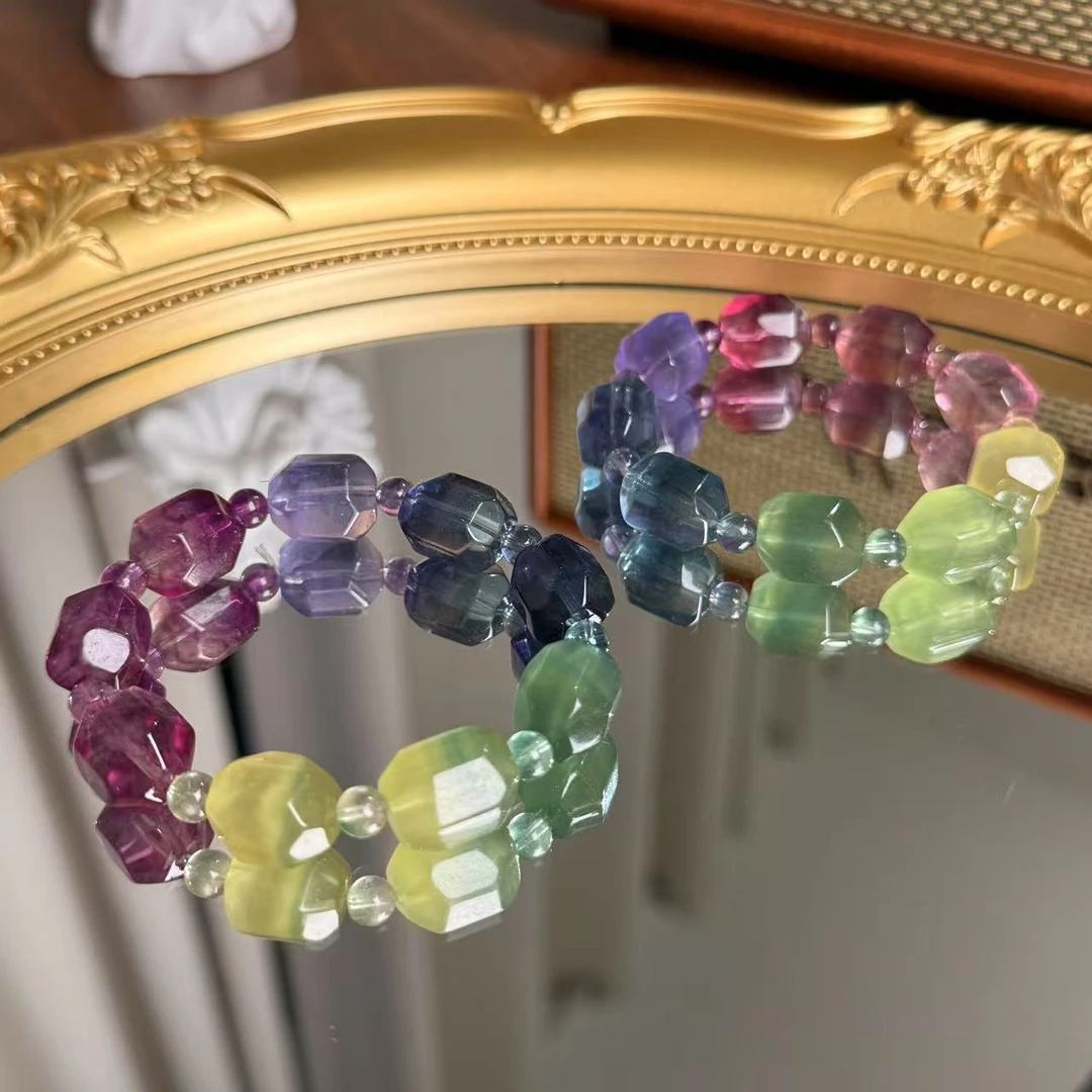 随形彩虹萤石手串手链 颜色微差多样性发其一ZF376