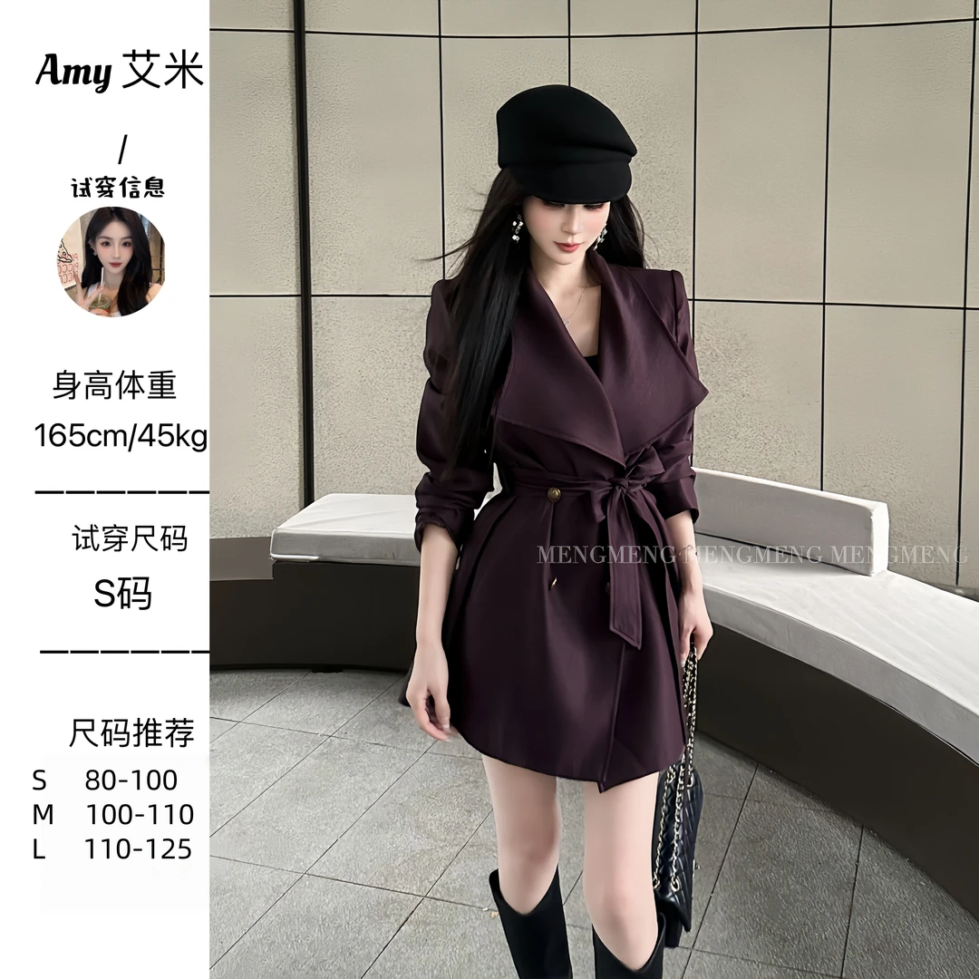萌萌定制●【都市轻行】秋季新款双排扣风衣西装外套预JJQ5FY3647