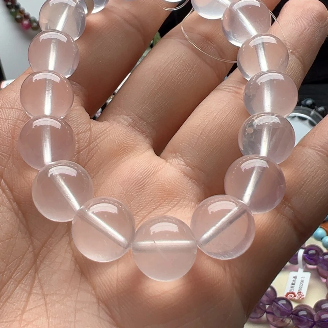 水晶手链未镶嵌枫*12.6mm天然星光粉手串