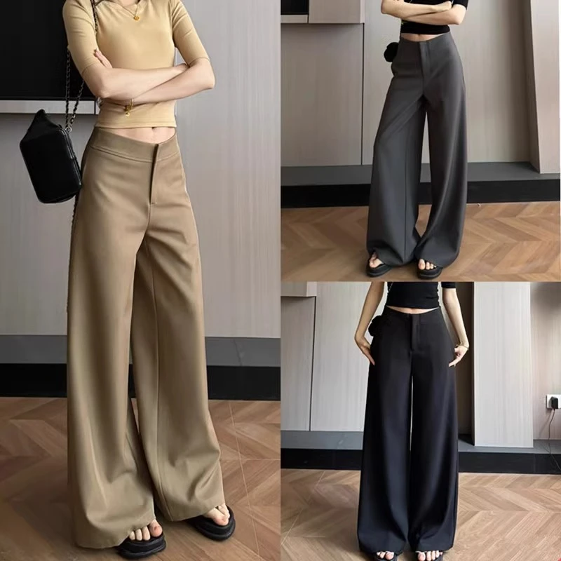 老钱风休闲气质西装阔腿裤女春夏百搭修身显瘦垂感直筒微喇长裤子