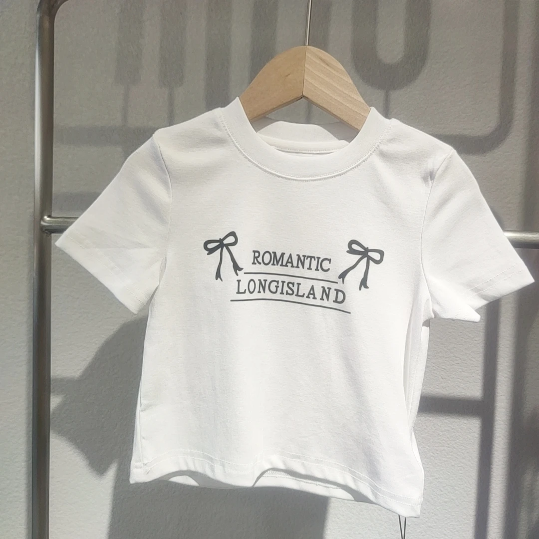 9688儿童夏款蝴蝶结字母短袖