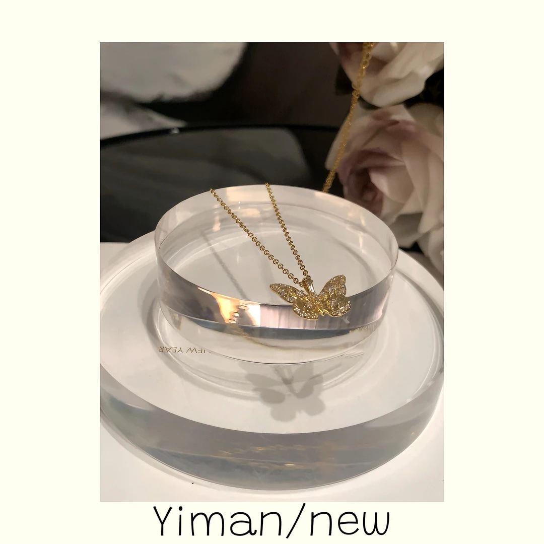铜合金项链 金色拉丝小蝴蝶项链MZ3702