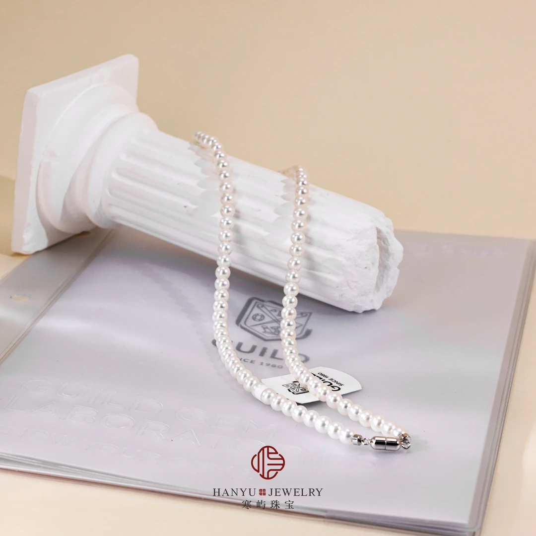 【寒屿珠宝】”五星吉尔德“淡水有核白色项链/4.5-5mm/s925银
