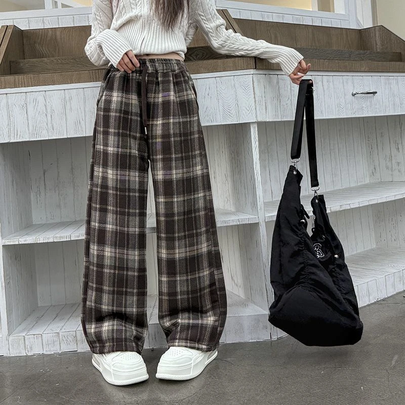 厂 【菲】 童时尚休闲阔腿格子针织休闲裤货号F44037A007(H152)