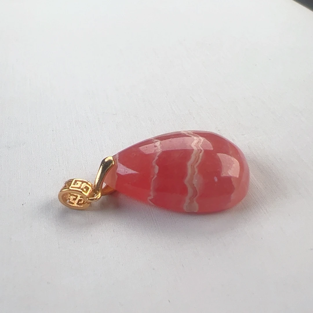 菱锰矿（红纹石）银S925镶嵌吊坠(赠链)