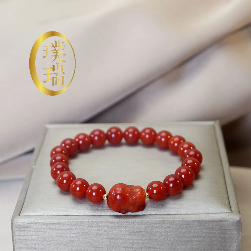 天然南红配南红貔貅手链 多样性发一 SL526