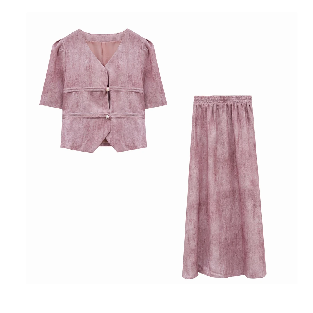 特！门店42&9！渲染套装！小香风短袖衬衫/高级感半裙套装C18125