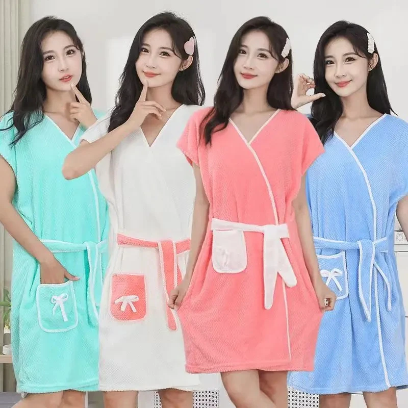 【1个装】可穿式浴巾浴裙吸水速干不掉毛可爱学生居家浴裙睡袍