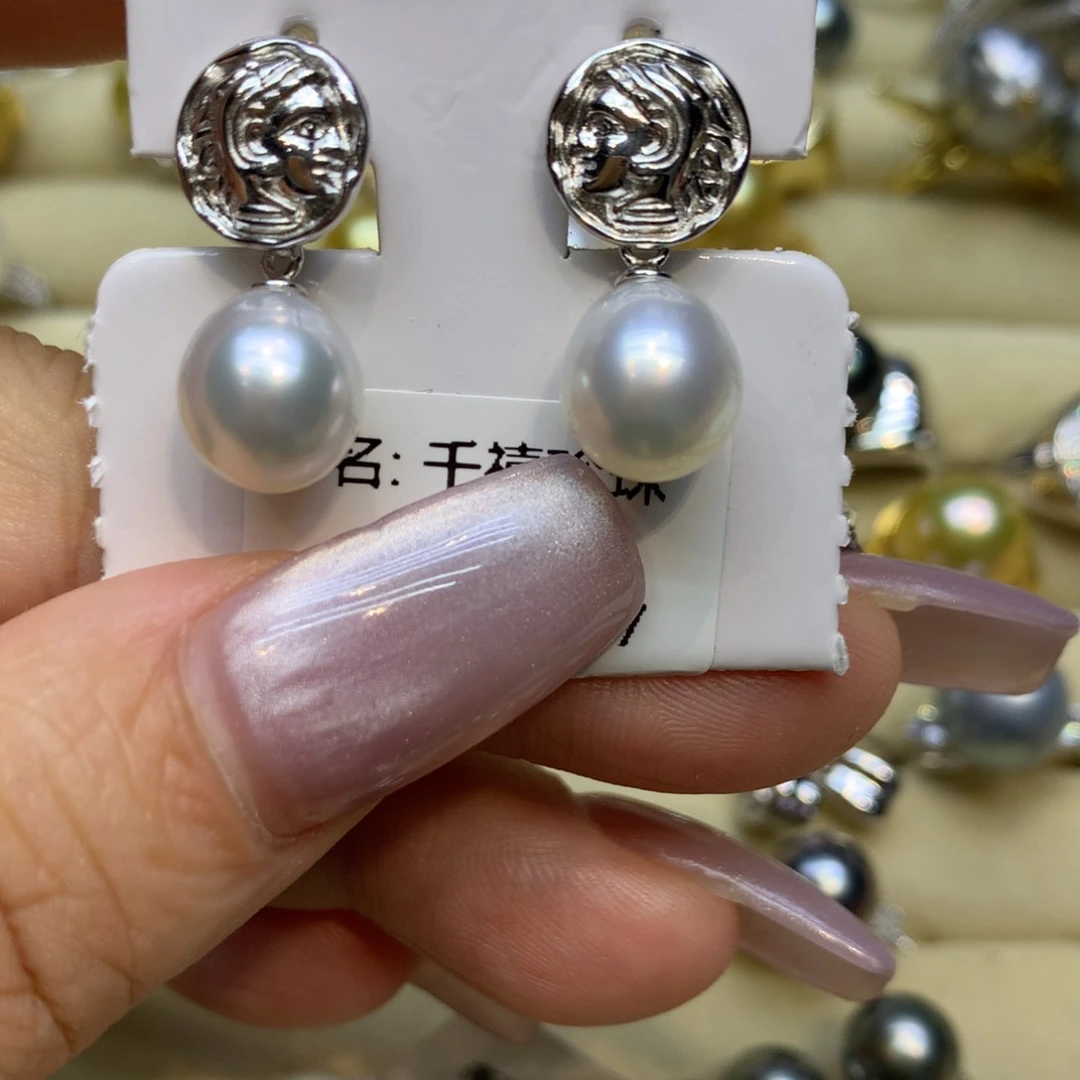 银S925镶嵌耳饰海水珍珠