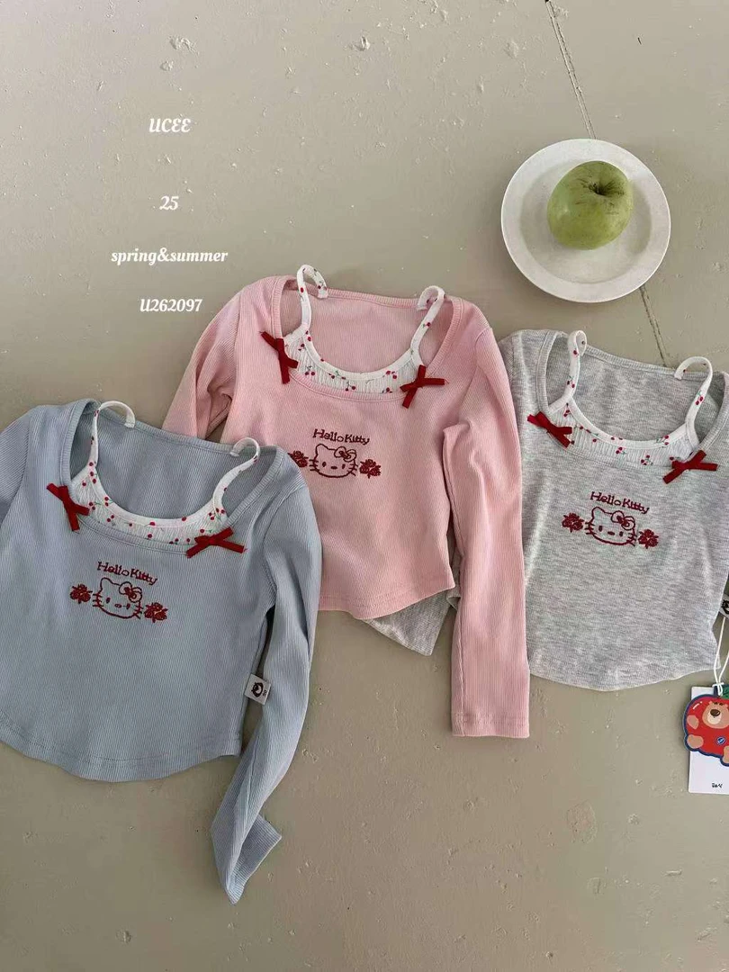 现货 釉兮25春季新款女童两件套露间时尚款长袖薄款