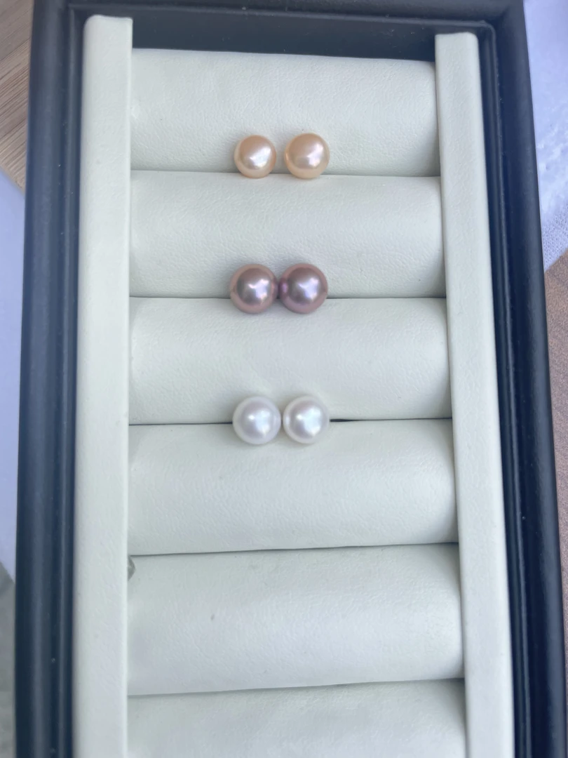 【拍一发三】7mm天然淡水珍珠耳钉s925银镶嵌简约经典完美无瑕