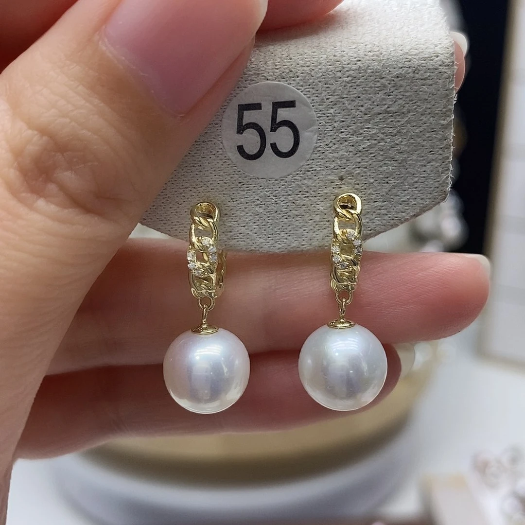 银S925镶嵌淡水珍珠耳饰
