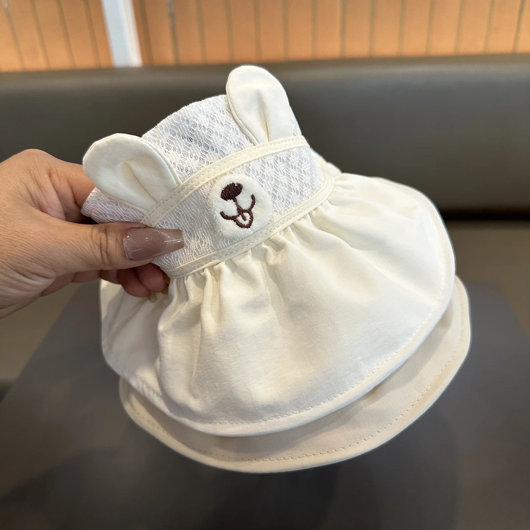 宝宝帽子春夏薄款空顶帽婴幼儿可爱卡通遮阳帽出游大檐防晒帽透气