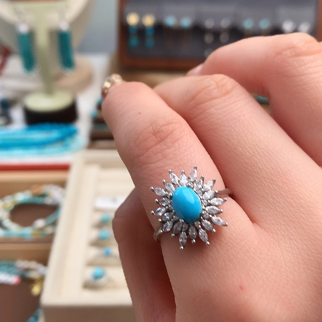 绿松石珠宝奇石银S925镶嵌