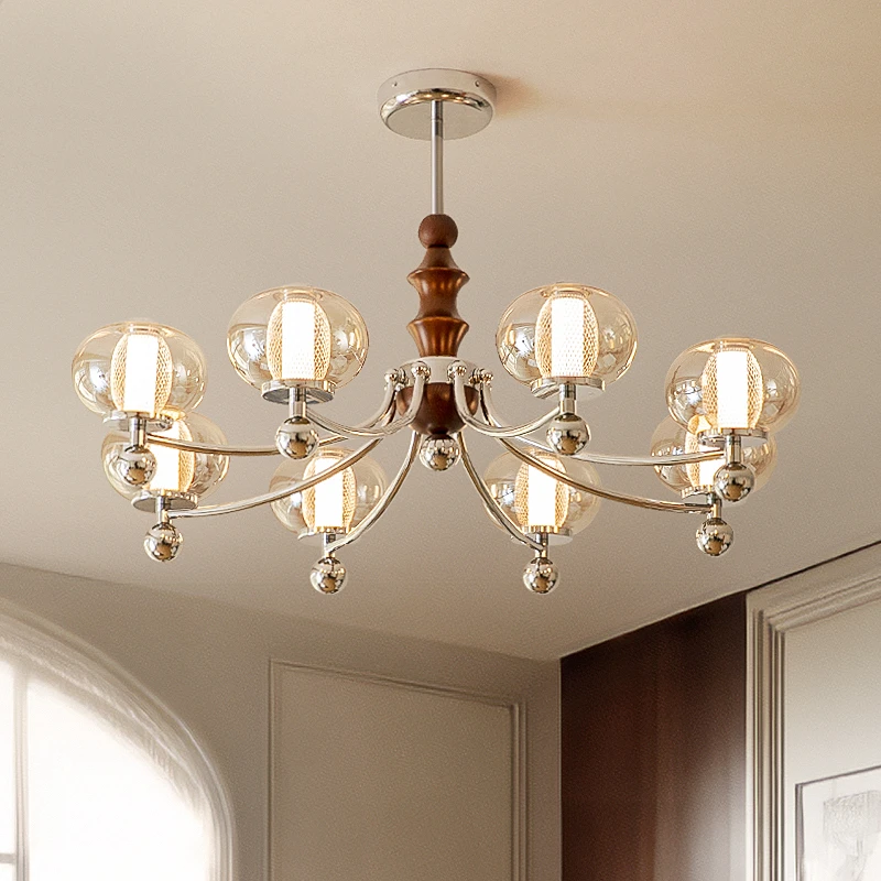 摩灯会 客厅吊灯 中古现代2025新款大厅主灯包豪斯胡桃木书25109