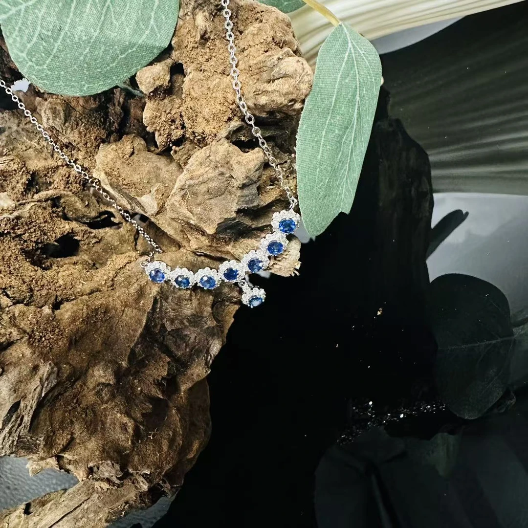 MOZYGLB099 天然蓝宝石设计款吊坠S925镶嵌（赠链）多样性发一