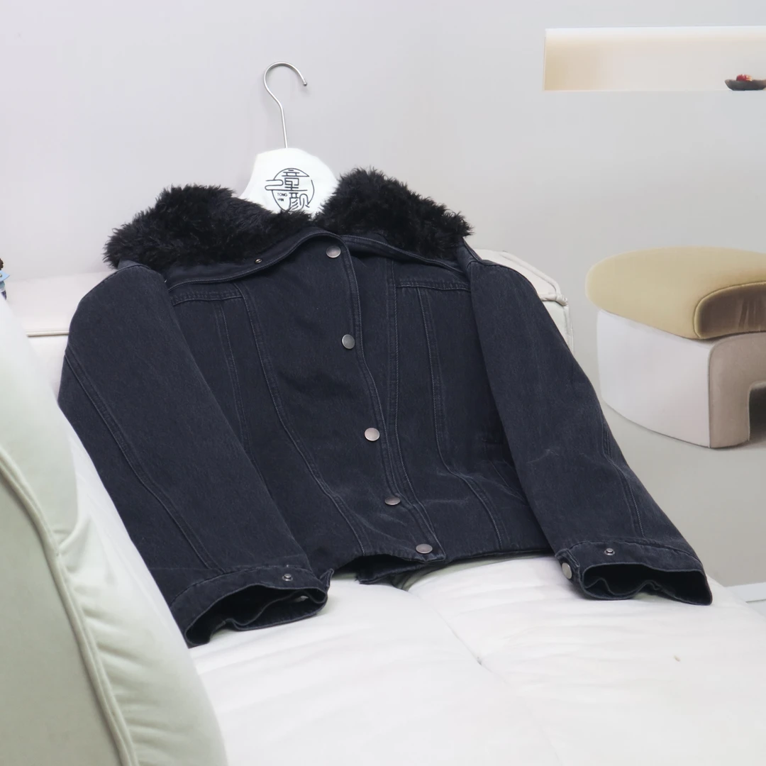 【12993】高品质原创设计黑色百搭加绒外套星