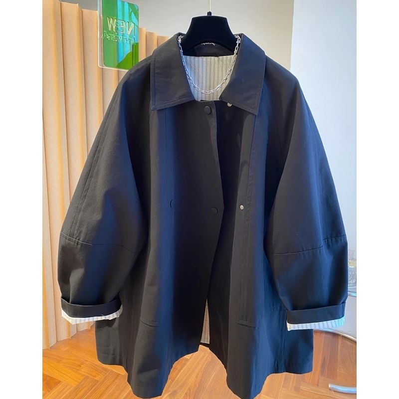 高级感翻领风衣外套女中长款2025新款宽松气质超好看英伦风大衣秋