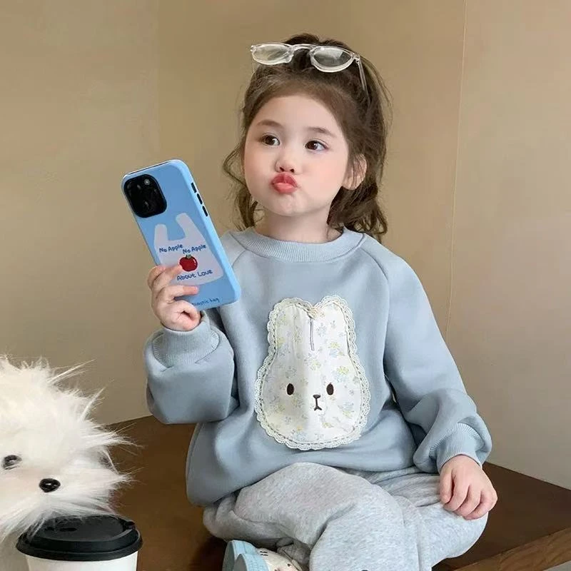 小兔子套装春秋装2025新款儿童洋气时髦小女孩衣服两件套H-N-C10