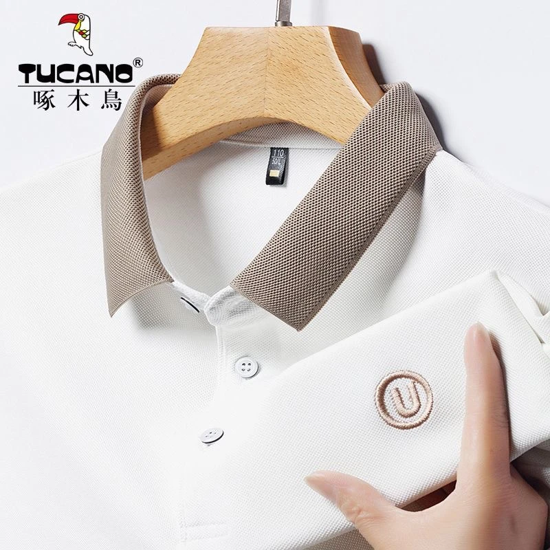 啄木鸟新款高档刺绣短袖 polo衫纯色T恤休闲半袖宽松上衣夏季翻领