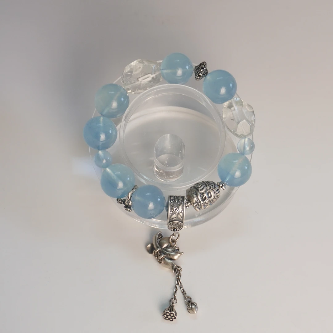 「多财多亿1」海蓝宝水晶手串