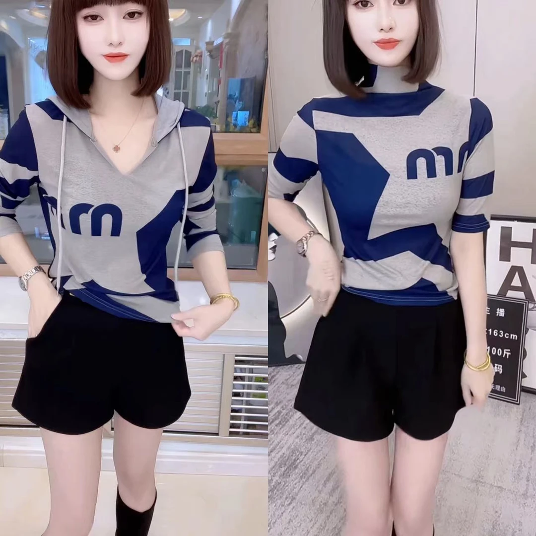 百搭宽松条纹韩版连帽防晒衫