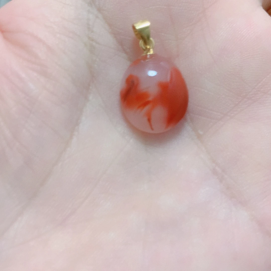 南红玛瑙银S925镶嵌吊坠(不含链)