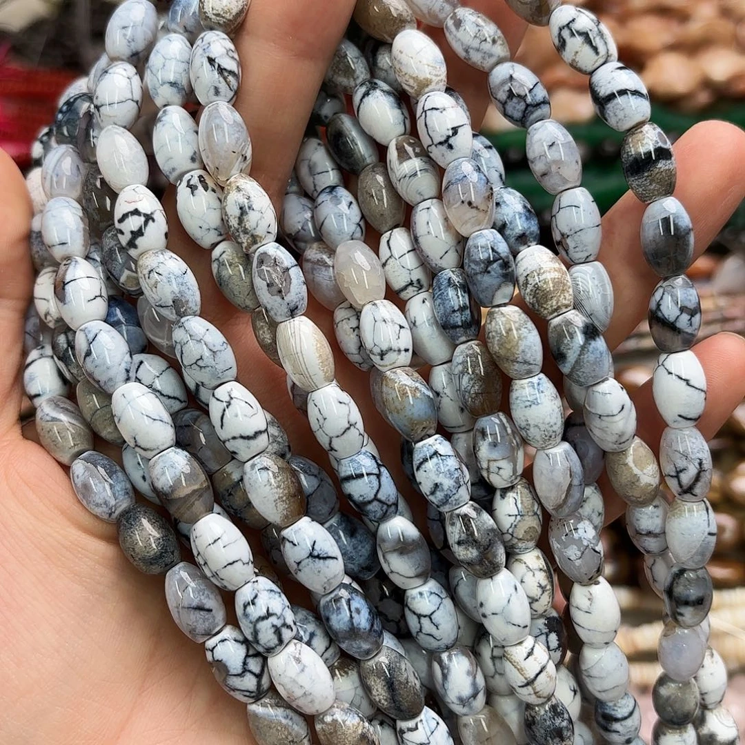 未镶嵌玛瑙/玉髓珠宝半成品8×12奶皮玛枣珠一条