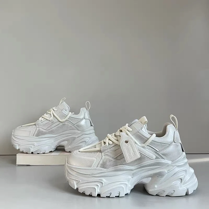 【ZYNR】真皮厚底老爹鞋圆头系带轻便舒适运动松糕鞋女潮DY15