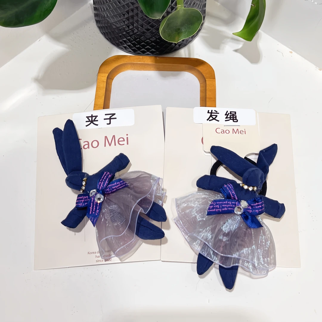 2025卡通秋季新品玩偶重工大兔子卡通高弹力头绳夹子儿童发饰