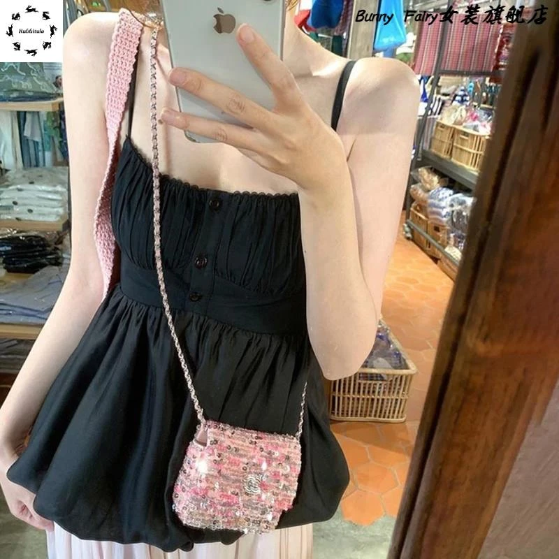 大码胖mm法式时尚套装女蕾丝边花苞吊带背心设计感显瘦开衫两件套