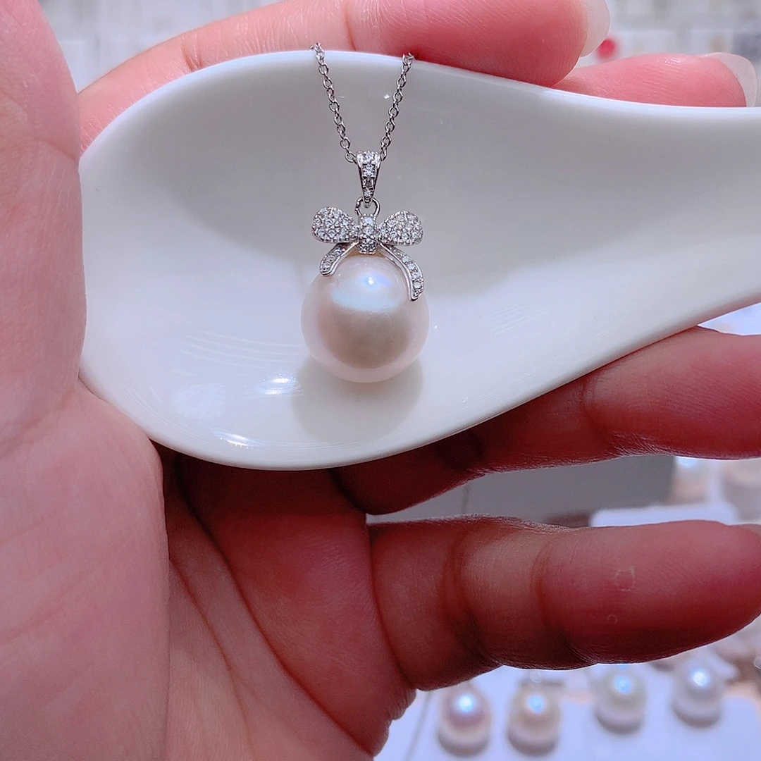 吊坠(赠链)银S925镶嵌淡水珍珠CC13.5mm