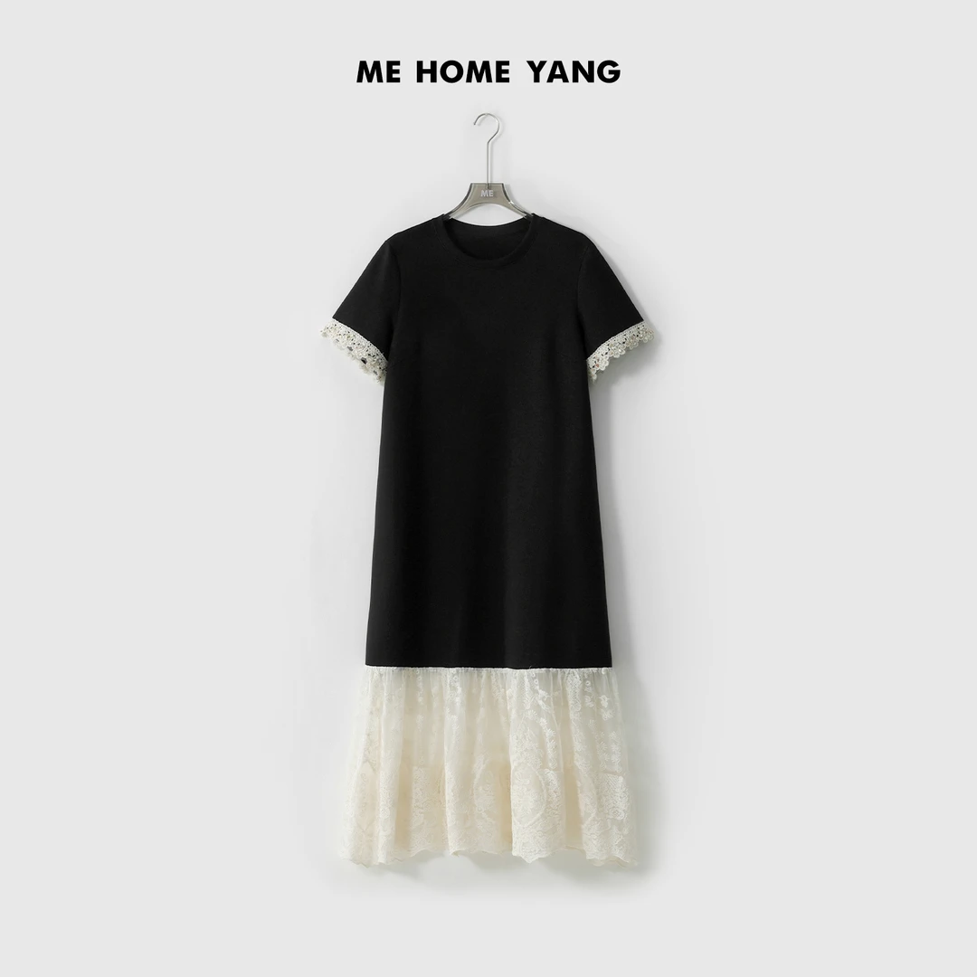 ME【甜岛连衣裙T】手缝海贝刺绣PIMA棉拼接显瘦连衣裙MESS3480