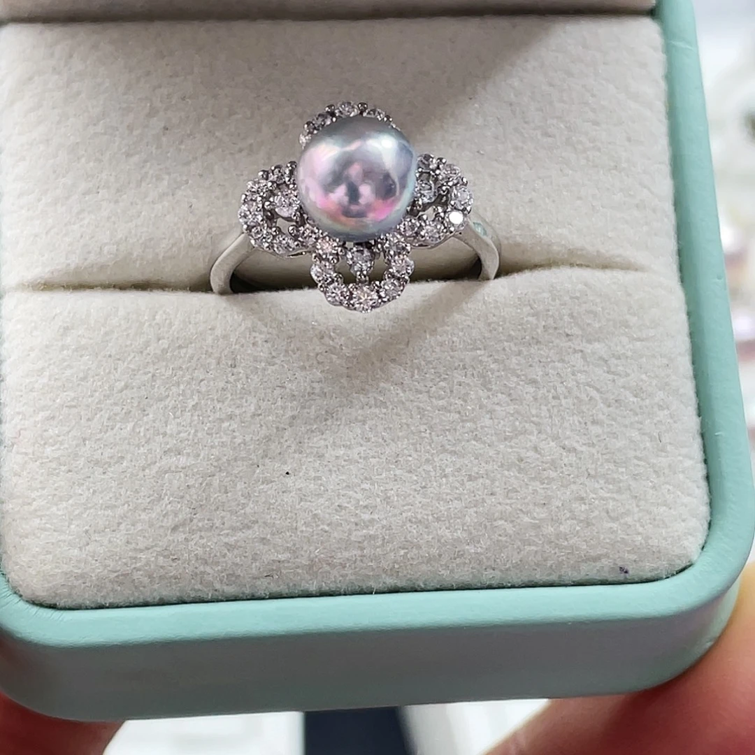 银S925镶嵌海水珍珠戒指