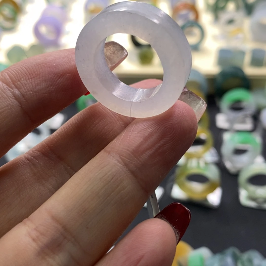 定制翡翠未镶嵌翡翠戒指14-20有小纹
