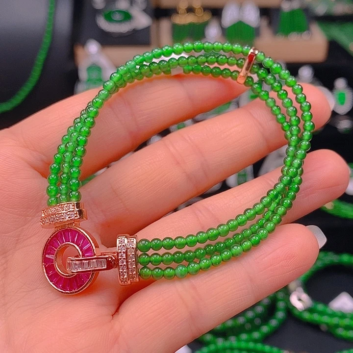 翡翠未镶嵌耳饰天然A货翡翠手链