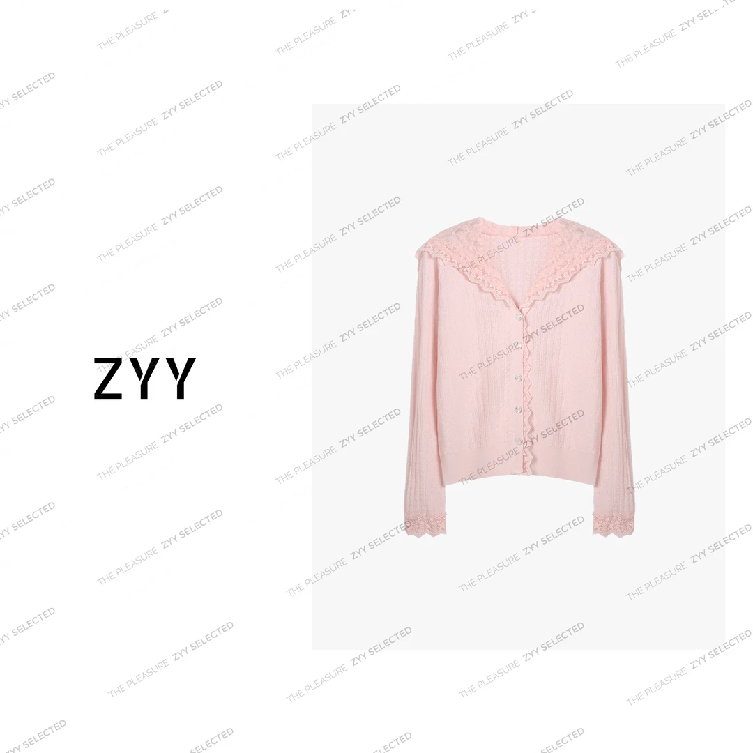 ZYY【甜心贝莉】2025S/S新品法式温柔蕾丝名媛针织开衫女X25CZ31010