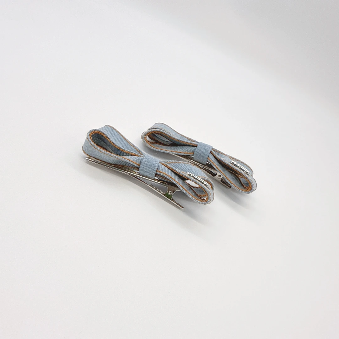 Mi33  甜酷牛仔蝴蝶结字母鸭嘴夹 Y23060G2-6