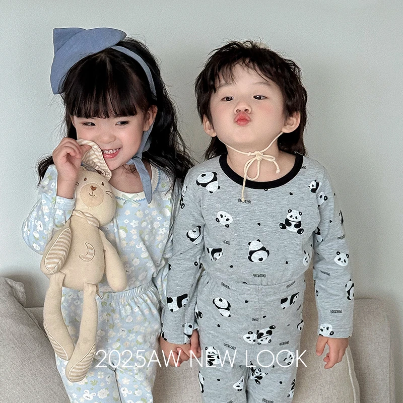 韩版儿童秋衣秋裤家居服套装春秋季碎花保暖内衣婴儿宝宝睡衣