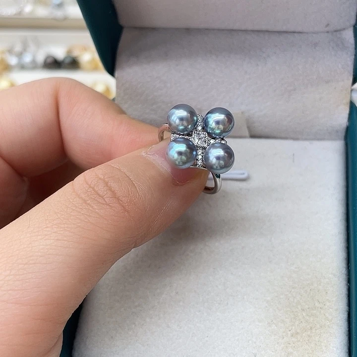 海水珍珠戒指银S925镶嵌