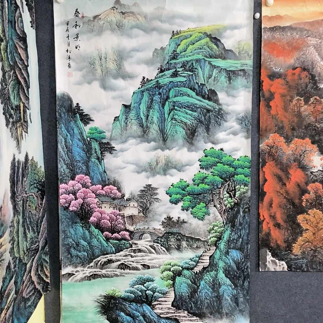 国画大六尺山水一副