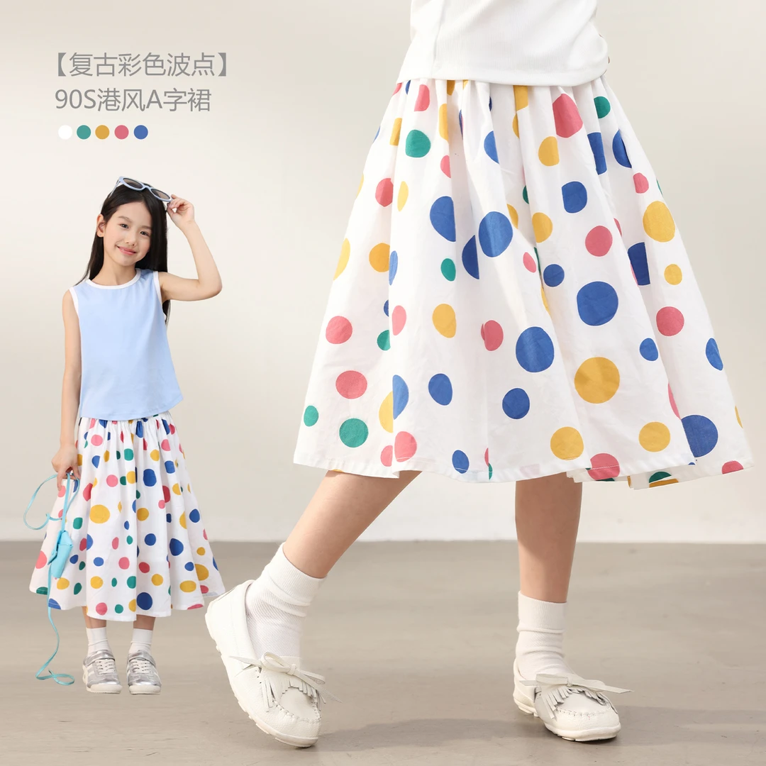NORNOR女童【跳跳彩豆】2025新款复古波点半裙NL530137