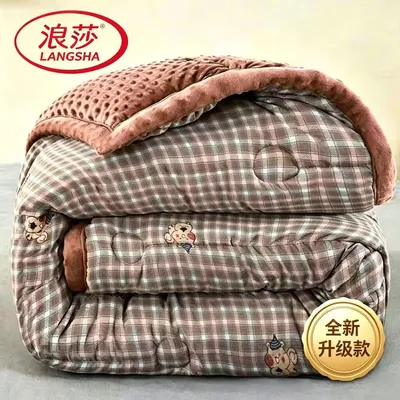 LangSha/浪莎木棉牛奶绒豆豆绒秋冬被一体被有氧柔软亲肤