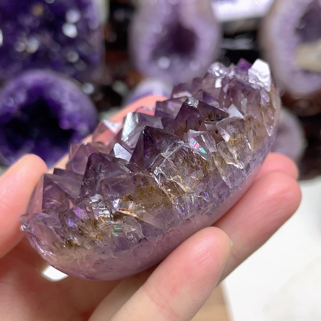 紫晶未镶嵌摆件全抛钛晶